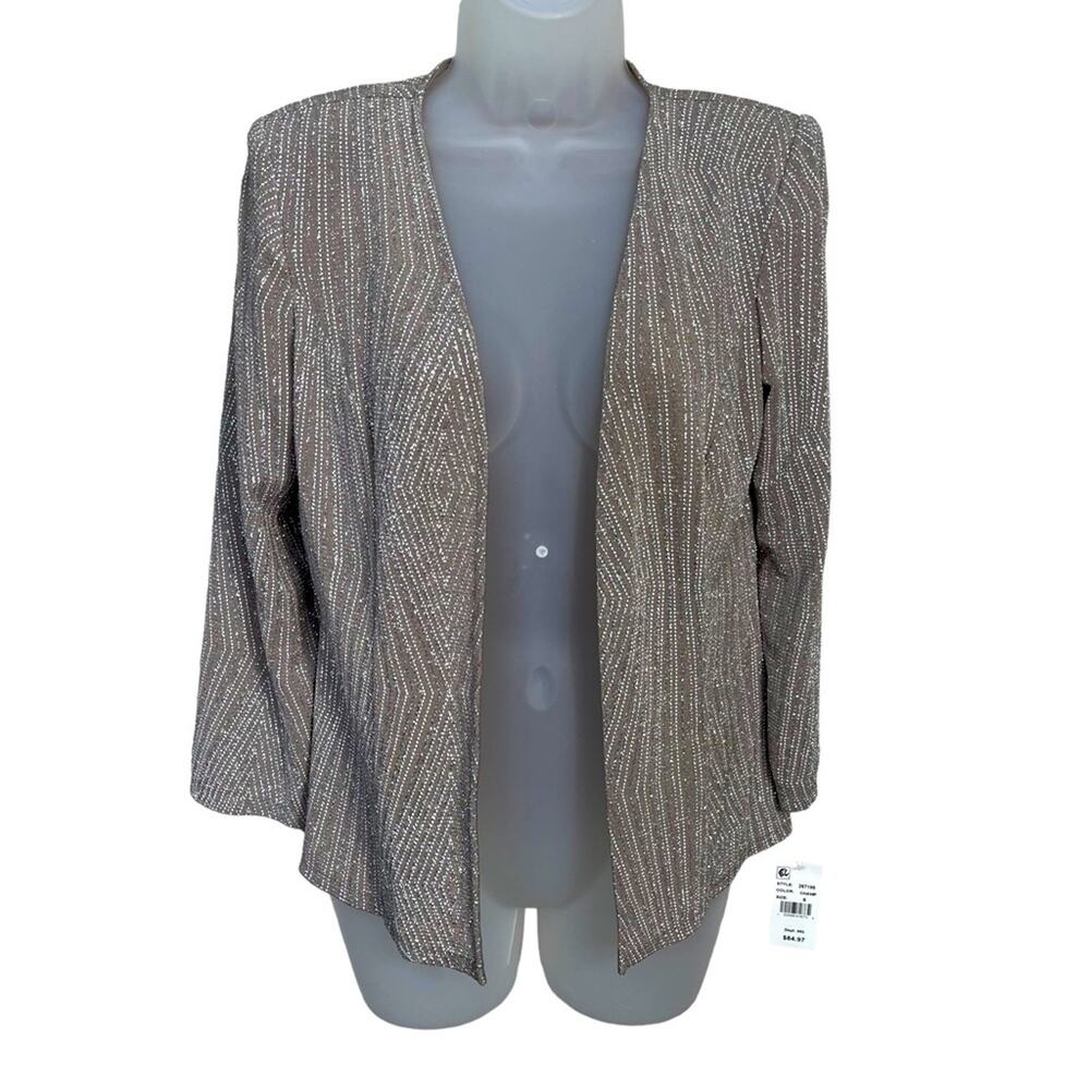 NWT MARINA Open Front Shimmer Metallic Bolero Jacket in Champ Women’s Size 6